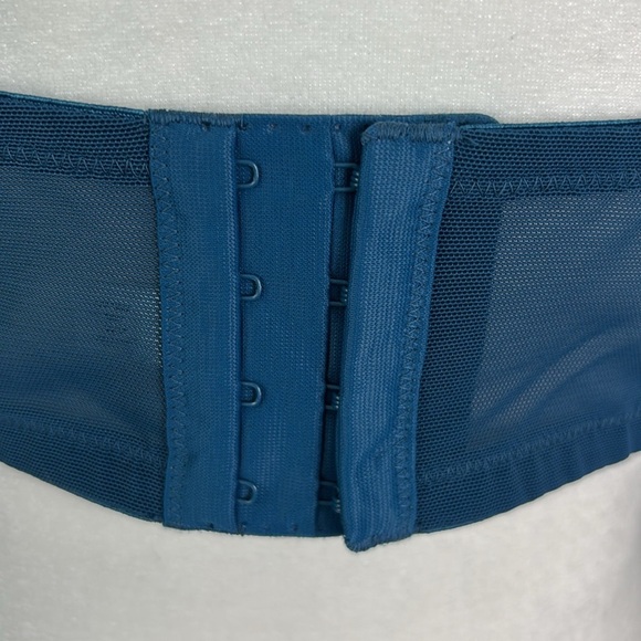 Cacique Blue Rhinestone Embellished Bra Lace Open Back Boho Balconette Sz 38D - Picture 7 of 11